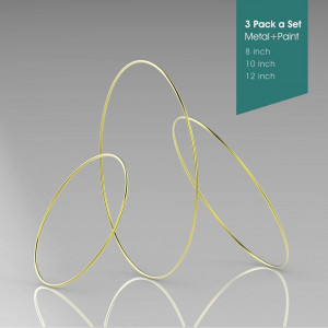 Set de 3 inele pentru proiecte DIY RIFNY, metal, auriu, 20/25/30 cm - Img 7