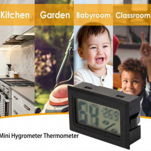 Set de 3 mini termometre digitale XLKJ, ecran LCD, plastic, negru, 28,6 x 48 x 15,2 mm - Img 3