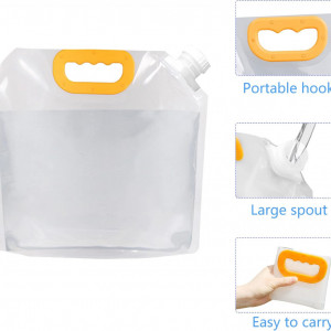 Set de 3 recipiente pliabile pentru apa in camping DRADERCH, plastic, alb, 2,5 / 5 / 10 L