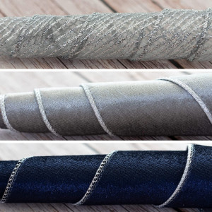 Set de 3 role de panglica Busy Bee, textil, gri/argintiu/albastru inchis, 9,14 m - Img 4