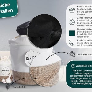 Set de 3 saci pentru depozitare Glückstoff®, iuta/bumbac, alb/natur