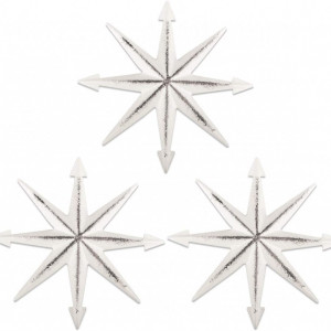 Set de 3 stele pentru perete YIYA, metal, alb, 20 x 20 cm - Img 1