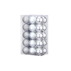 Set de 30 de globuri de Craciun LessMo, plastic, argintiu 6 cm - Img 2