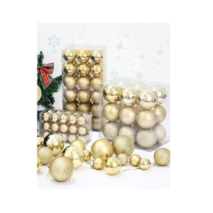Set de 30 globuri pentru bradul de Craciun LessMo, plastic, auriu, 4 cm - Img 5