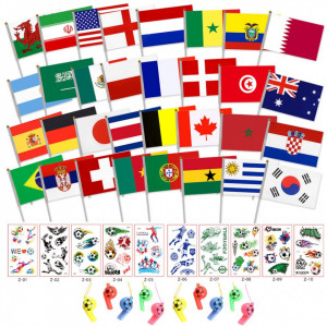 Set de 32 de steaguri cu 10 autocolante si 10 fluiere Formemory, multicolor, hartie/plastic - Img 1