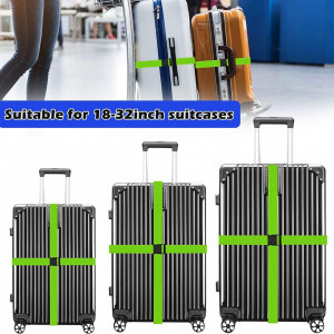 Set de 4 curele reglabile pentru bagaje Geananao, polipropilena, albastru/verde, 2 m x 5 cm 