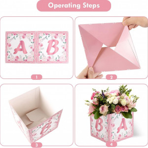 Set de 4 cutii pentru aranjamente florale SUNBEAUTY, carton, alb/roz/verde, 18 x 18 x 18 cm