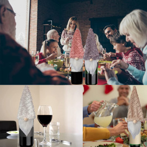 Set de 4 decoratiuni de Craciun pentru sticlele de vin Vpoofree, textil, multicolor, 23 x 12 cm - Img 4