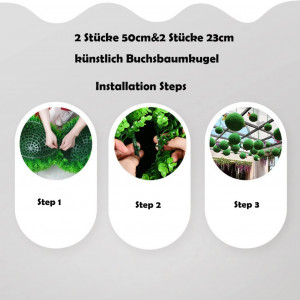 Set de 4 decoratiuni tip tufis Uyoyous, plastic, verde, 23/48 cm - Img 4