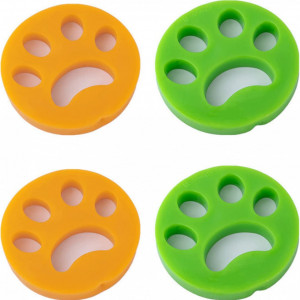 Set de 4 dispoztive pentru indepartarea parului de pe haine Suwang, silicon, portocaliu/verde, 9,5 x 9,5 x 1,4 cm