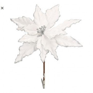 Set de 4 flori decorative Stella di Natale argintii
