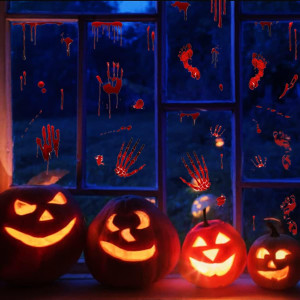 Set de 4 foi cu stickere pentru HalloweenBuerHomie, PVC, rosu/negru - Img 7
