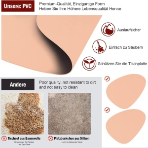 Set de 4 naproane si 4 suporturi pentru pahare Caliyo, PVC, roz pal