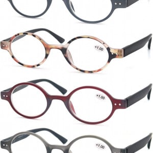 Set de 4 perechi ochelari de citit Modfans, pentru dama, cu dioptrii 4.0, plastic, multicolor