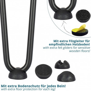 Set de 4 picioare pentru masa Smartpeas, otel inoxidabil, negru, 41 cm - Img 5