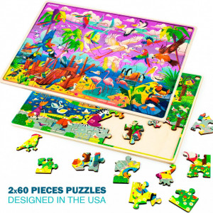 Set de 4 puzzle-uri cu 60 de piese Quokka, lemn, multicolor - Img 8