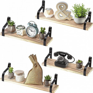 Set de 4 rafturi de perete NATURE SUPPLIES, lemn/metal, natur/negru, 43 x 12 x 10.6 cm / 33 x 12 10.6 cm - Img 6