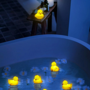 Set de 4 ratuste iluminate pentru piscina iShabao, plastic, galben, LED, 11 x 11 x 11 cm - Img 8