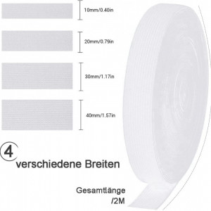 Set de 4 role de banda elastica SVUPUE, poliester/latex, alb, 10/20/30/40 mm x 2 m - Img 5