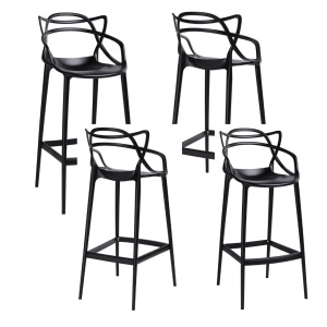 Cumpara Set de 4 scaune de bar Karll, exterior/ interior, polipropilena, negru, 76 cm inaltime de la Chilipirul-zilei în rate, cu cardul sau plata la livrare!