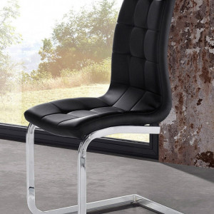 Set de 4 scaune LOLA din piele sintetica/metal, negru/argintiu, 52 x 54 x 101 cm - Img 2