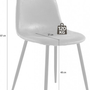 Set de 4 scaune Miller, tesatura/metal/decor stejar, maro antichizat, 44x52x87 cm - Img 2