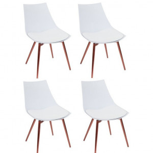 Set de 4 scaune tapitate Rico, alb/ cupru, 78 x 47 x 56 cm