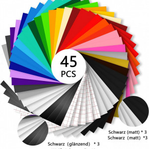 Set de 40 coli de vinil cu 5 benzi de transfer si racleta Zwanzer, multicolor, 30,5 x 30,5 cm - Img 6