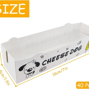 Set de 40 cutii pentru hotdog Jingyou, carton, alb/negru/galben, 18 x 5 x 4,3 cm