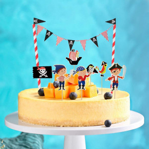 Set de 45 piese pentru decorare tort/prajituri JAHEMU, tematica pirati, multicolor - Img 4