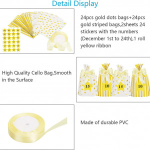 Set de 48 pungi pentru cadouri cu autocolante AirSMall, PVC, galben/alb, 14 x 20 cm - Img 6
