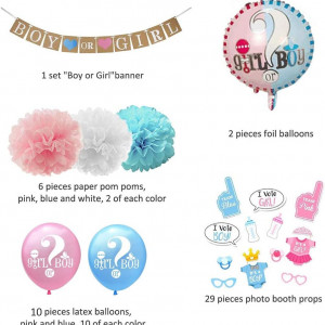 Set de 49 accesorii pentru petrecere anunt sarcina Amycute, roz/albastru, latex/hartie - Img 8