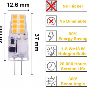 Set de 5 becuri Terarrell LED COB G4, AC/DC 12V, 1,8W echivalent cu 18W, alb cald, 3000K, 180 lumeni - Img 6