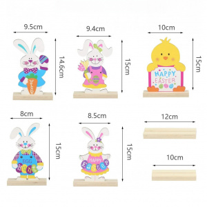 Set de 5 jucarii pentru copii Hakotom, lemn, multicolor, 14,6/15 cm
