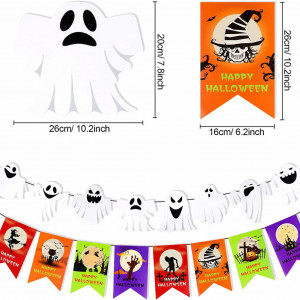 Set de 5 decoratiuni pentru Halloween Qpout, carton, multicolor - Img 5