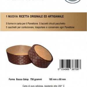 Set de 5 forme, 5 pungi si o reteta pentru panettone Saon23 srls, hartie, alb/maro, 750 g - Img 7