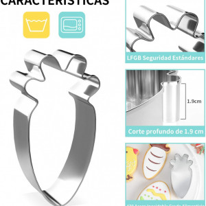 Set de 5 forme pentru biscuiti Joyoldelf, model Paste, otel inoxidabil, argintiu - Img 7