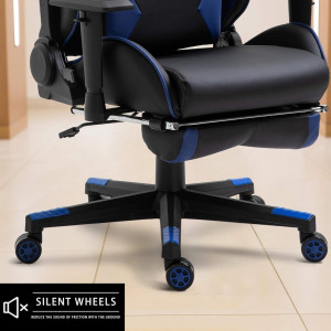 Set de 5 roti pentru scaunul de birou TIANSHU, poliuretan/metal, albastru/negru, 60 x 54 x 83 mm - Img 5