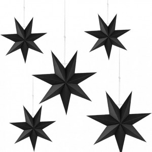 Set de 5 stele HIQE-FL, hartie, negru, 25/40 cm