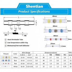 Set de 50 conectori pentru cabluri electrice de etansare SHENTIAN, multicolor, polipropilena - Img 6