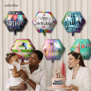 Set de 6 baloane aniversare Odimibo, folie, multicolor, 56 cm - Img 3