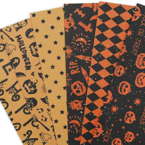 Set de 6 coli hartie pentru impachetat cadouri, portocaliu/negru, 70 x 50 cm - Img 7