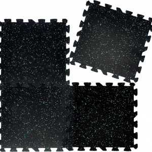 Set de 6 covorase interconectate Nisorpa, cauciuc, negru/albastru, 48,5 x 48,5 cm - Img 3