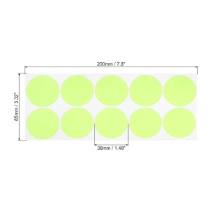 Set de 6 foi cu buline fosforescente Sourcing Map, polietilen tereftalat, verde 38 mm