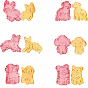 Set de 6 forme pentru biscuiti LUCTHY, model animalute, polipropilena, roz - Img 1