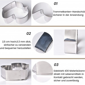 Set de 6 forme pentru prajituri Touchfutrue, otel inoxidabil, argintiu - Img 6