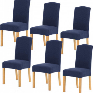 Set de 6 huse de scaun TIANSHU, poliester/spandex, albastru inchis