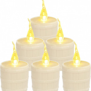 Set de 6 lumanari cu baterii HuiJuKeJi, LED, plastic, galben, 10 x 6 cm