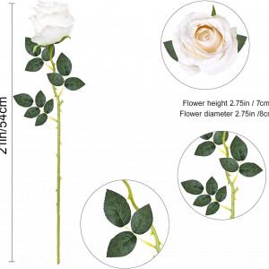 Set de 6 trandafiri artificiali Hawesome, matase/plastic, crem, 54 cm - Img 2