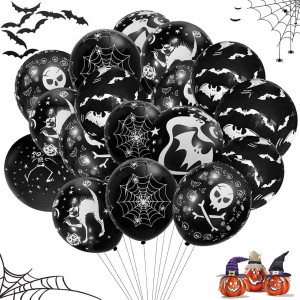 Set de 60 de baloane pentru Halloween WELLXUNK, latex, portocaliu, 30 cm - Img 8